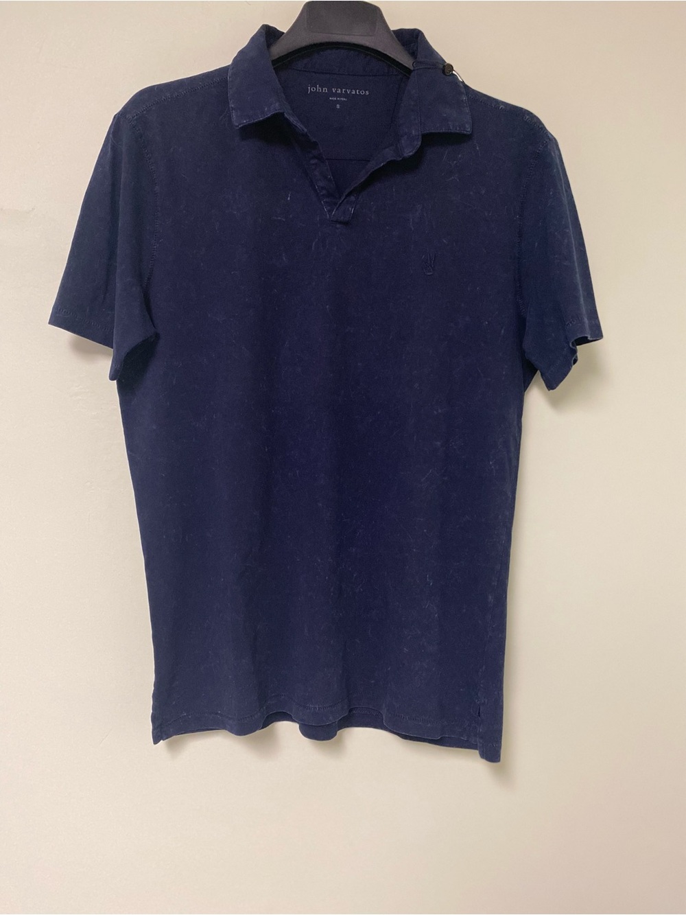 John Varvatos Navy Blue Short-Sleeve Polo